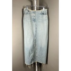 MANGO Denim Long Skirt Frankie in Light Blue Vintage Colorway NWT Women's L